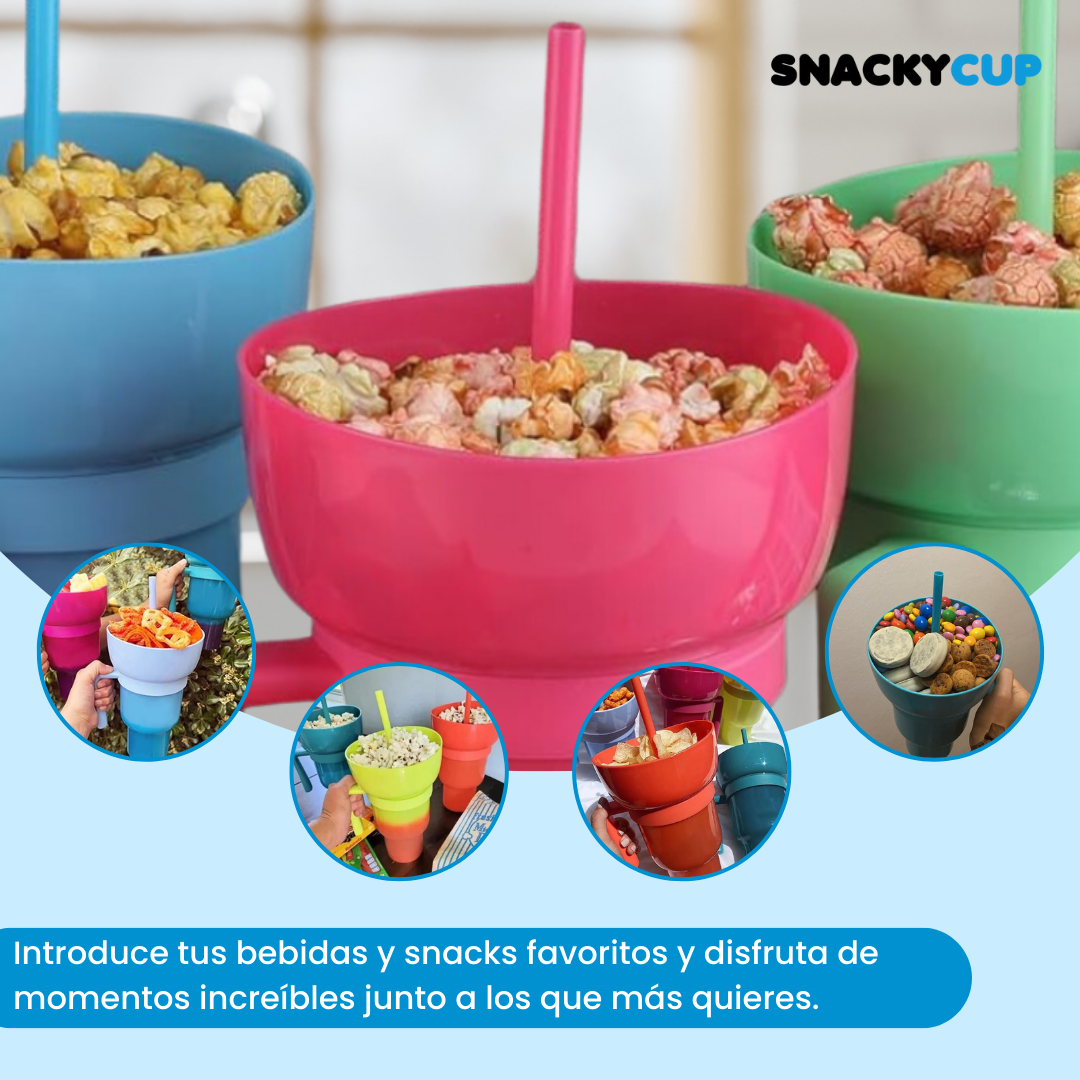 SNACKCUP® Vaso Portátil para Aperitivos y Bebidas