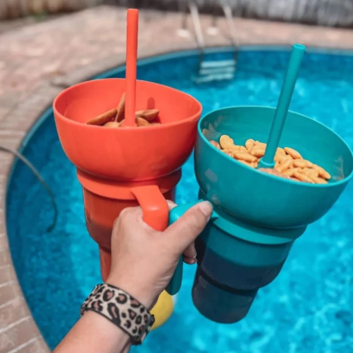 SNACKCUP® Vaso Portátil para Aperitivos y Bebidas
